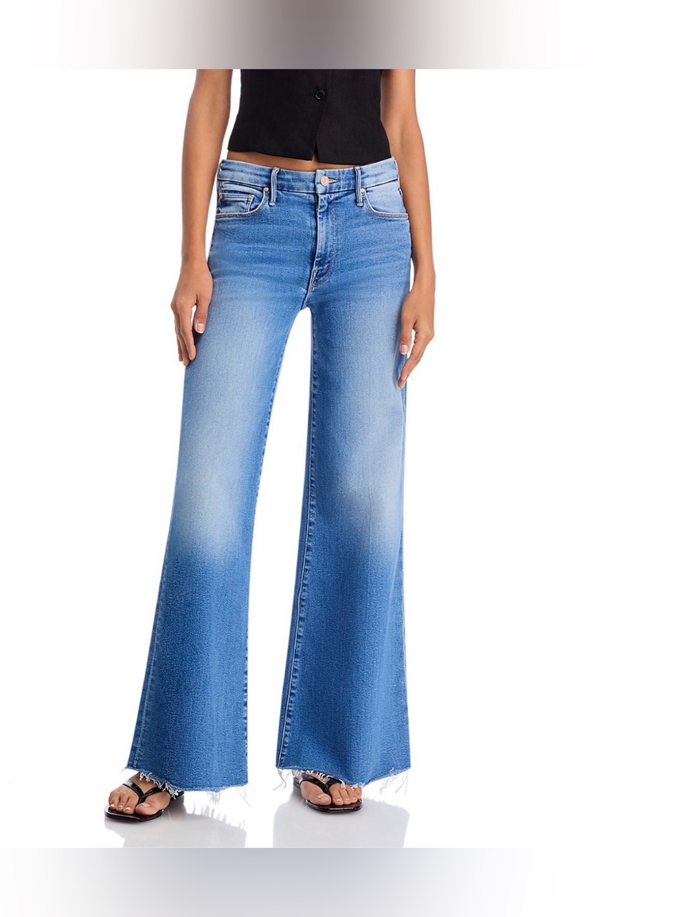 NWT Mother The Roller High Rise Wide Leg Jeans in Riding the Cliffside